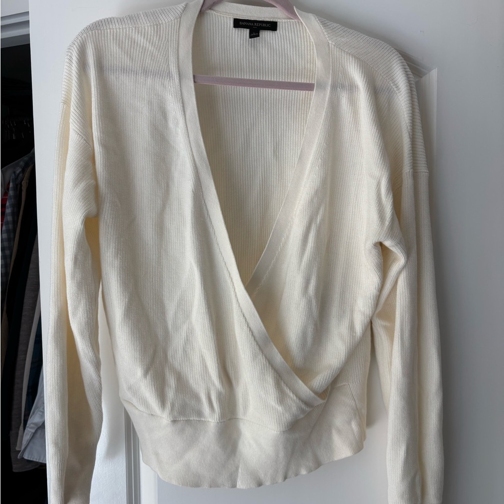 Banana Republic Ivory Ribbed Knit Top